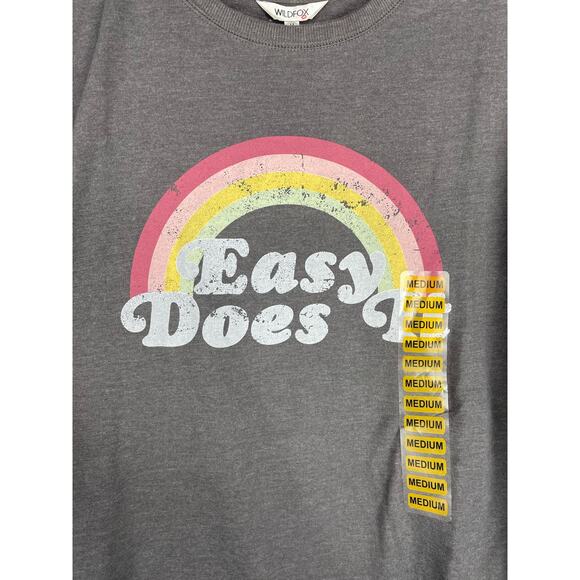 Wildfox Crewneck Sweatshirt Easy Does It Medium Gray New Oversized Rainbow Cozy - Picture 2 of 9